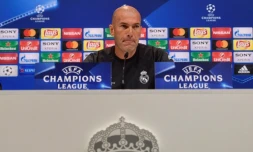 L'entraîneur du Real Madrid Zinédine Zidane en conférence de presse à Valdebebas, le 30 mai 2017 