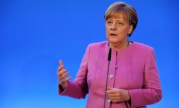 La chancelière allemande Angela Merkel s'exprime devant son parti le CDU, le 8 janvier 2016 à Mayence
