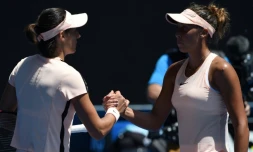 La Française Caroline Garcia battue par l'Américaine Madison Keys en 8e de finale de l'Open d'Australie, le 22 janvier 2018 à Melbourne