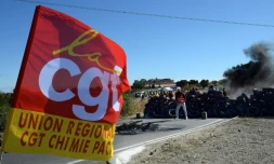 L'accès à la raffinerie de Fos-sur-Mer bloqué le 23 mai 2016 par des militants CGT