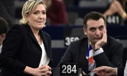 Marine Le Pen et Florian Philippot au Parlement européen à Strasbourg, le 17 janvier 2017