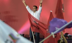 Alexis Tsipras, le 18 septembre 2015 à Athènes lors de son dernier meeting avant les élections législatives du 20 septembre