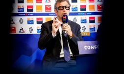 Fabien Galthié en conférence de presse, le 8 février 2024 à Marcoussis