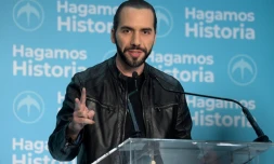 Nayib Bukele annonce sa victoire dès le premier tour de la présidentielle au Salvador, le 3 février 2019 à San Salvador