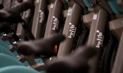 Une station approvsionnée de nouveaux Velib', le 1er janvier 2018 à Paris