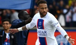 L'attaquant parisien Neymar vient d'ouvrir la marque contre Brest, le 10 septembre 2022 au Parc des Princes 