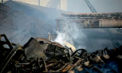 AprĂšs l'incendie Ă l'usine chimique Lubrizol de Rouen aprĂšs un incendie, le 27 septembre 2019