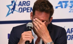 L'Argentin Juan Martin Del Potro, ému en conférence de presse à Buenos Aires, le 5 février 2022 