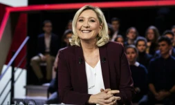 Marine Le Pen sur le plateau de "L'Emission politique" sur France 2, à Saint-Cloud (Hauts-de-Seine), le 14 mars 2019