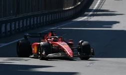 La Ferrari du Monégasque Charles Leclerc, contraint à l'abandon lors du GP d'Azerbaïdjan, le 12 juin 2022 à Bakou