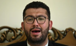 Hassan Ali Kasi, un "qari" ou réciteur du Coran, lors d'une interview à l'AFP, le 26 mars 2021 à Islamabad