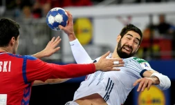 Le Français Nikola Karabatic lors du match face à la Serbie à Zagreb à l'Euro, le 22 janvier 2018