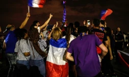 Célébrations de la victoire française en finale de la Coupe du Monde, le 15 juillet 2018 à Paris