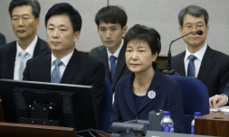 L'ex-présidente sud-coréenne Park Geun-Hye au tribunal du district central de Séoul le 23 mai 2017