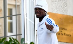 Paul Pogba, à son arrivée au centre d'entraînement de l'équipe de France de Clairefontaine, le 8 octobre 2018