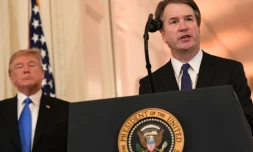 Le magistrat Brett Kavanaugh fait une courte allocution après l'annonce de sa nomination, par Donald Trump, à la Cour suprême des Etats-Unis, à Washington, le 9 juillet 2018  