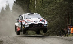 L'Estonien Ătt TĂ€nak lors du rallye de Finlande, Ă Jyvaskyla, le 3 aoĂ»t 2019