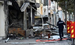 Le site de l'incendie à Saint-Laurent-de-la- Salanque, le 15 février 2022, dans les Pyrénées-Orientales