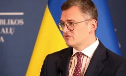 Le chef de la diplomatie ukrainienne Dmytro Kuleba, le 8 mars 2024 Ă Vilnius en Lituanie