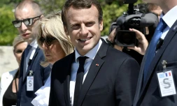 Le président français Emmanuel Macron (c), le 7 septembre 2017 à Athènes
