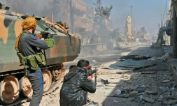 Des rebelles syriens pro-turcs le 22 février 2017dans la ville d'Al-Bab, dans la province septentrionale d'Alep 