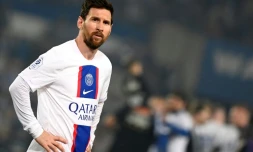L'attaquant argentin du Paris Saint-Germain Lionel Messi pendant le match de L1 contre le RC Strasbourg, à Strasbourg, le 27 mai 2023
