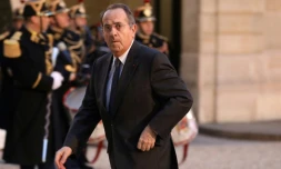 Le prĂ©fet de police de Paris Michel Delpuech le 30 janvier 2018 dans la cour de l'ĂlysĂ©e Ă Paris