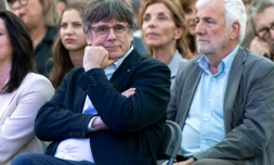 Carles Puigdemont à Elne, dans les Pyrénées-Orientales, le 10 mai 2024