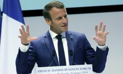 Le président Emmmanuel Macron participe au Forum économique franco-danois à Copenhague, le 29 août 2018