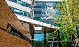 Le siège de la Gendarmerie royale du Canada (GRC) en Colombie-Britannique, dans la ville de Surey, en mai 2024