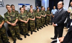 François Hollande face à des réservistes, le 11 août 2016 à Tulle en Corrèze