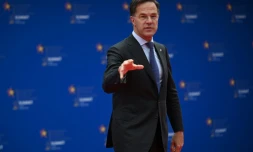 Le secrétaire général de l'Otan, Mark Rutte, arrive au sommet de la Communauté politique européenne à Tirana, en Albanie, le 16 mai 2025