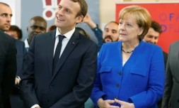 Le président français Emmanuel Macron et la chancelière allemande Angela Merkel à Paris le 13 juillet 2017