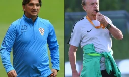 Combophoto datant du 14 juin 2018 représentant les entraîneurs de la Croatie Zlatko Dalic (g) et du Nigeria Gernot Rohr 