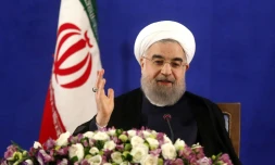 Le président iranien Hassan Rohani, lors d'une conférence de presse le 22 mai 2017 à Téhéran