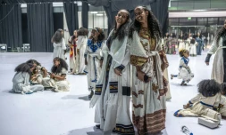 Des femmes en costume traditionnel lors des festivités d'Ashenda, symbole de l'indépendance et de l'émancipation des femmes et des filles, le 22 août 2026 à Addis Abeba
