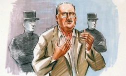 Croquis d'audience du terroriste international Carlos Ilich Ramirez Sanchez, le 12 décembre 1997 au palais de justice de Paris