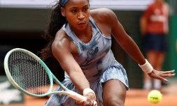 La N.2 mondiale Coco Gauff au 1er tour de Roland-Garros contre l'Australienne Olivia Gadecki le 27 mai 2025 à Paris