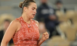 La Bélarusse Aryna Sabalenka lors de son match de 3e tour face à l'Espagnole Paula Badosa, le 1er juin 2024 à Roland-Garros