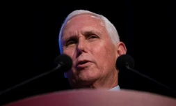 L'ancien vice-président américain Mike Pence lors d'une conférence à l'université de Caroline du Nord de Chapel Hill, le 26 avril 2023