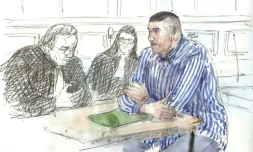 Le policier Damien Saboundjian devant la cour d'assises d'appel de Paris, le 6 mars 2017