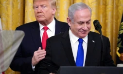 Donald Trump, alors président des Etats-Unis, et le Premier ministre israélien Benjamin Netanyahu à la Maison Blanche à Washington le 28 janvier 2020