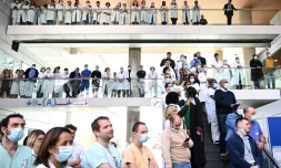 Minute de silence le 24 mai 2023 à l'hôpital européen Georges-Pompidou à Paris en hommage à l'infirmière tuée à Reims