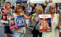 Rassemblement pour réclamer la libération des otages détenus par le Hamas, le 28 octobre 2023 à Tel-Aviv 