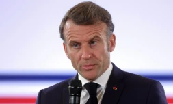Le président français Emmanuel Macron prononce un discours à Wallers, dans le nord de la France, le 3 juin 2025