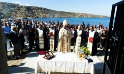 Des maronites participent à une messe dans le village de Kormakitis, dans le nord de Chyptre, le 3 novembre 2016