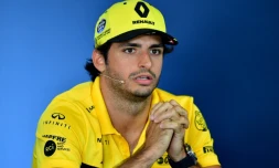 Le pilote espagnol Carlos Sainz Jr lors d'une conférence de presse, à Budapest, le 26 juillet 2018 