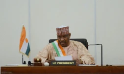 Le candidat de l'opposition, l'ancien Premier ministre Hama Amadou, aujourd'hui emprisonné, le 6 novembre 2013 à Niamey