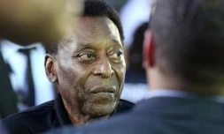 Pelé, en marge d'un match amical à Dubaï, le 15 avril 2018