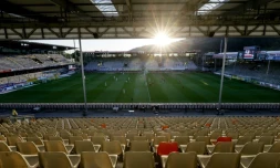 Les tribunes totalement vides du stade de Fribourg pendant le match de Bundesliga Ă huis-clos entre le SC Fribourg et le Bayer Leverkusen le 29 mai 2020 Ă Fribourg